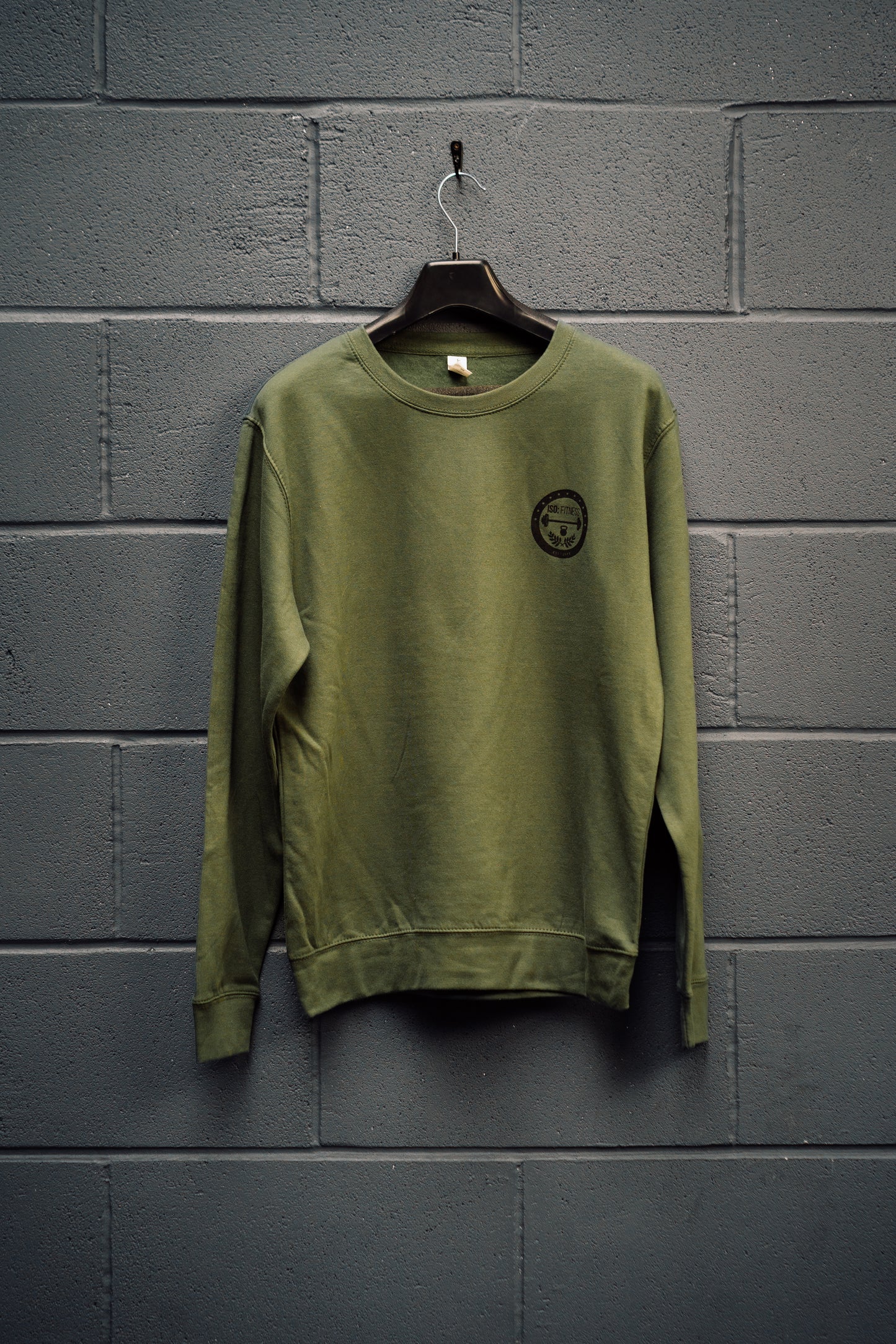 GREEN SWEATER: BLACK LOGO