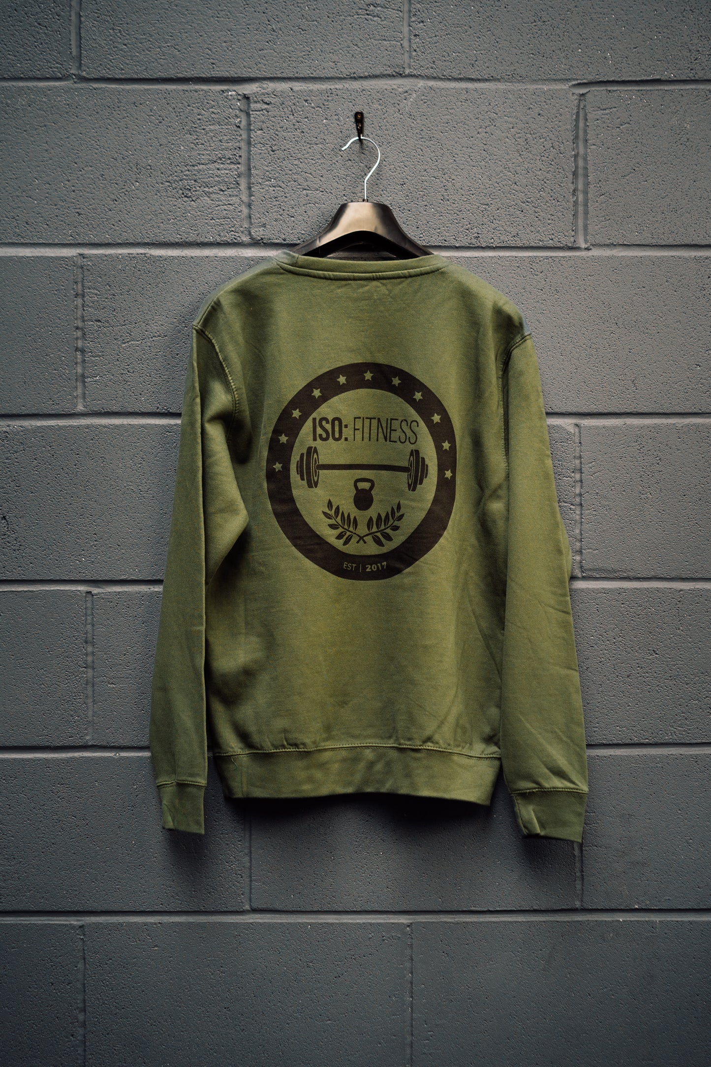 GREEN SWEATER: BLACK LOGO