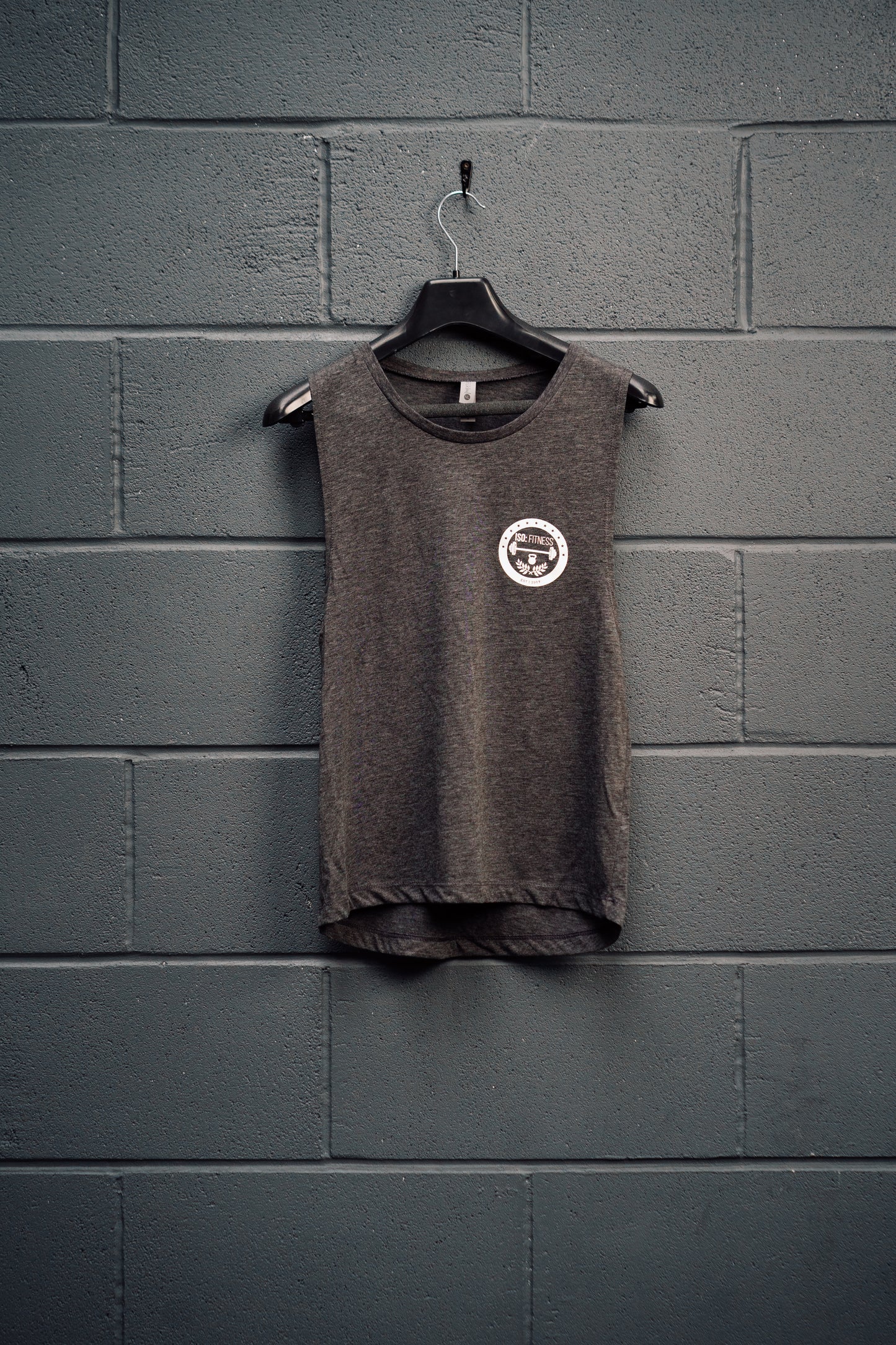 GREY LADIES TANK: WHITE LOGO