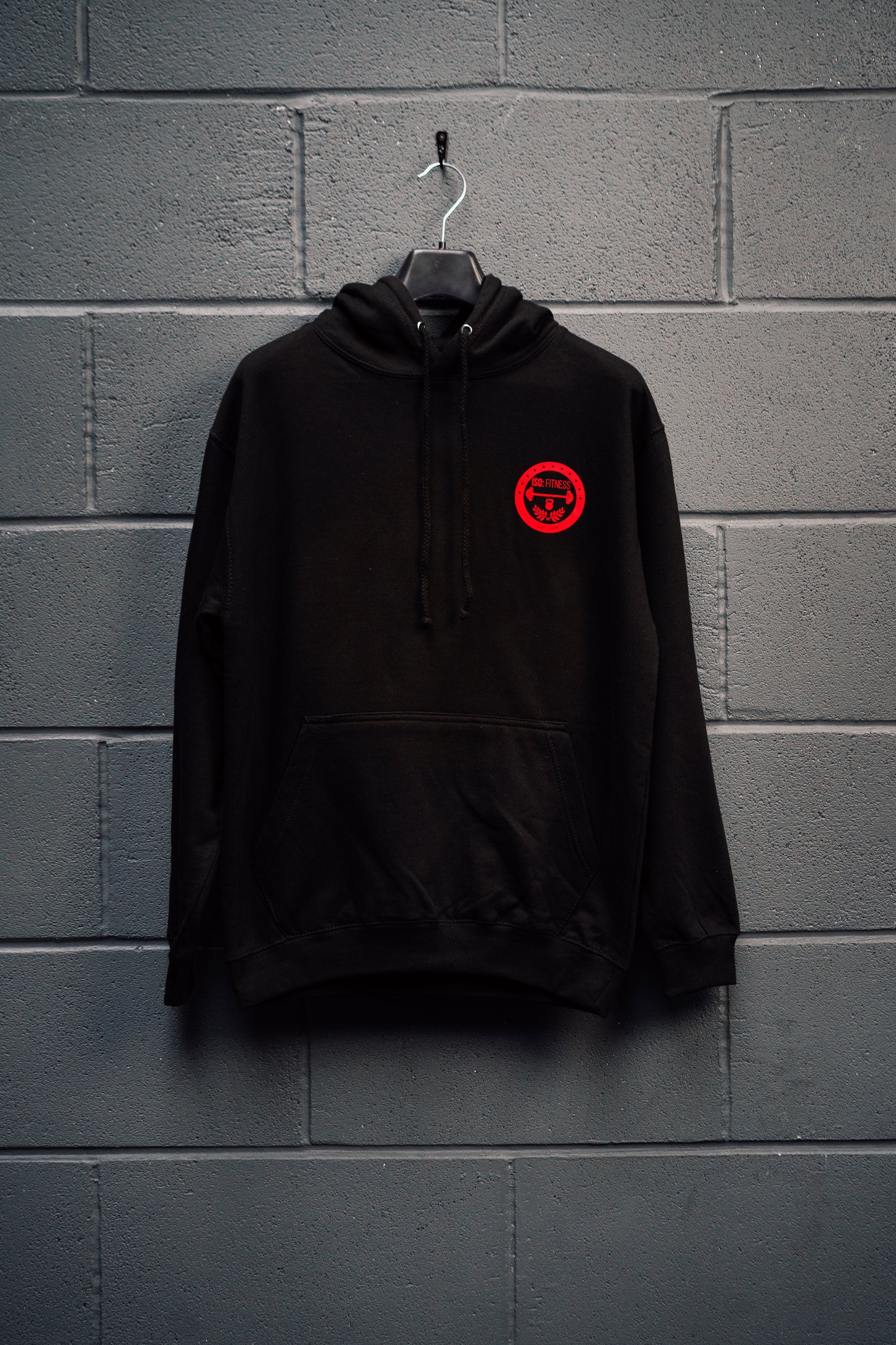 BLACK HOOD: RED LOGO